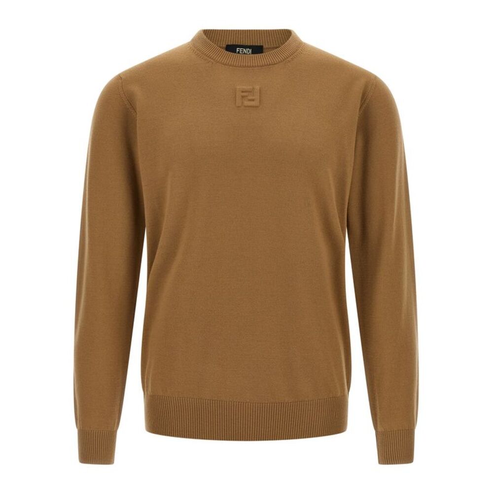 Fendi Beige Virgin Wool Men's Cardigan